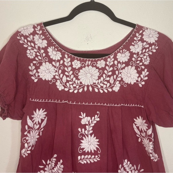 Siren La Mariposa Corta Embroidered Mexican Style Peasant Top size small - Picture 3 of 11